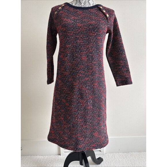 Talbots Shift Dress Button Detail Petite SP Red & Blue 3/4‎ Sleeve - Picture 7 of 8